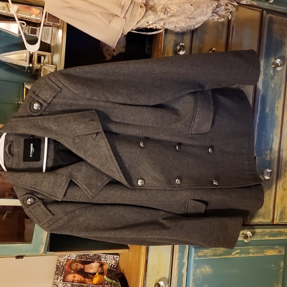 Peter Worth Double Breasted Military Style Mens Coat antique 1960's buttons